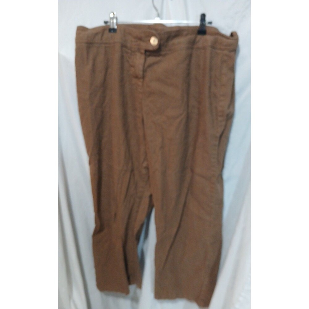Cut Loose Linen Blend Pants Size M Brown Buton Front Lagenlook Artsy Minimalist